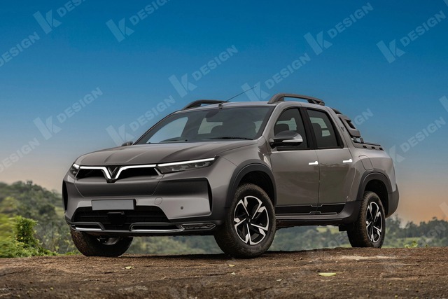 Xe bán tải điện VinFast dần lộ diện: Đầu xe hầm hố, dễ cùng cỡ Ranger và Triton, ra mắt đêm nay - Ảnh 1