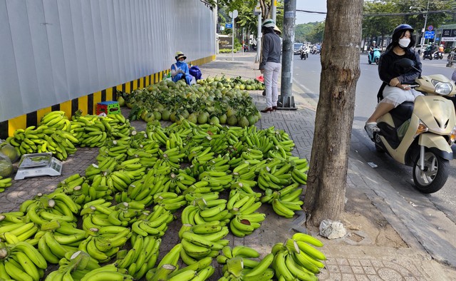 Chuối xuất khẩu lại dội chợ, đổ ra lề đường - Ảnh 1