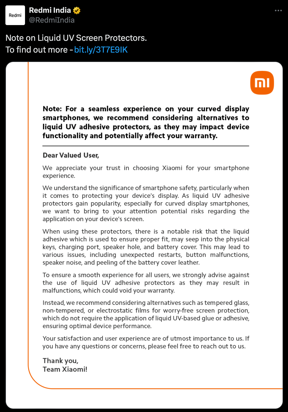 Xiaomi cảnh báo loại dán màn hình phổ biến tại Việt Nam này sẽ gây hỏng máy, từ chối bảo hành - Ảnh 1