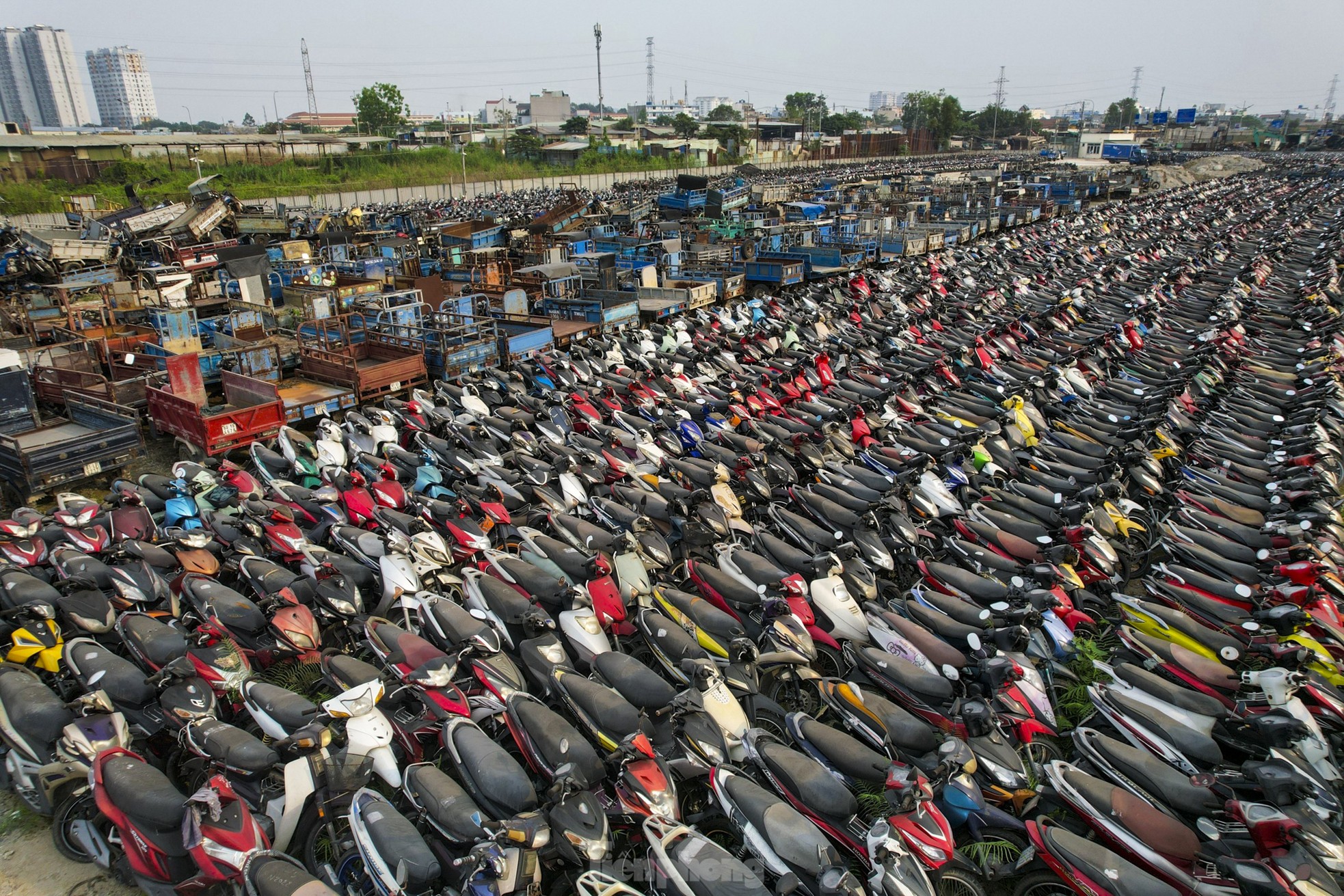 Xe vi phạm chồng chất trong kho bãi ở TPHCM sau Tết - Ảnh 1