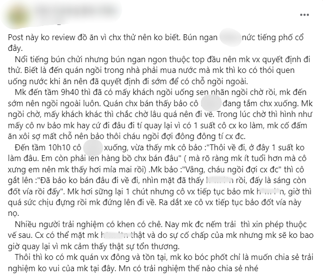 Quán bún ngan nổi tiếng Hà Nội mắng khách như tát nước vào mặt gây tranh cãi: Thời đại nào rồi còn kiểu "miếng ăn là miếng nhục"? - Ảnh 2