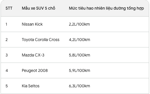Số liệu Cục Đăng kiểm chỉ ra 5 xe gầm cao ăn ít xăng nhất: Mẫu dẫn đầu 2,2 lít/100km, "Sư tử Pháp" có mặt - Ảnh 6