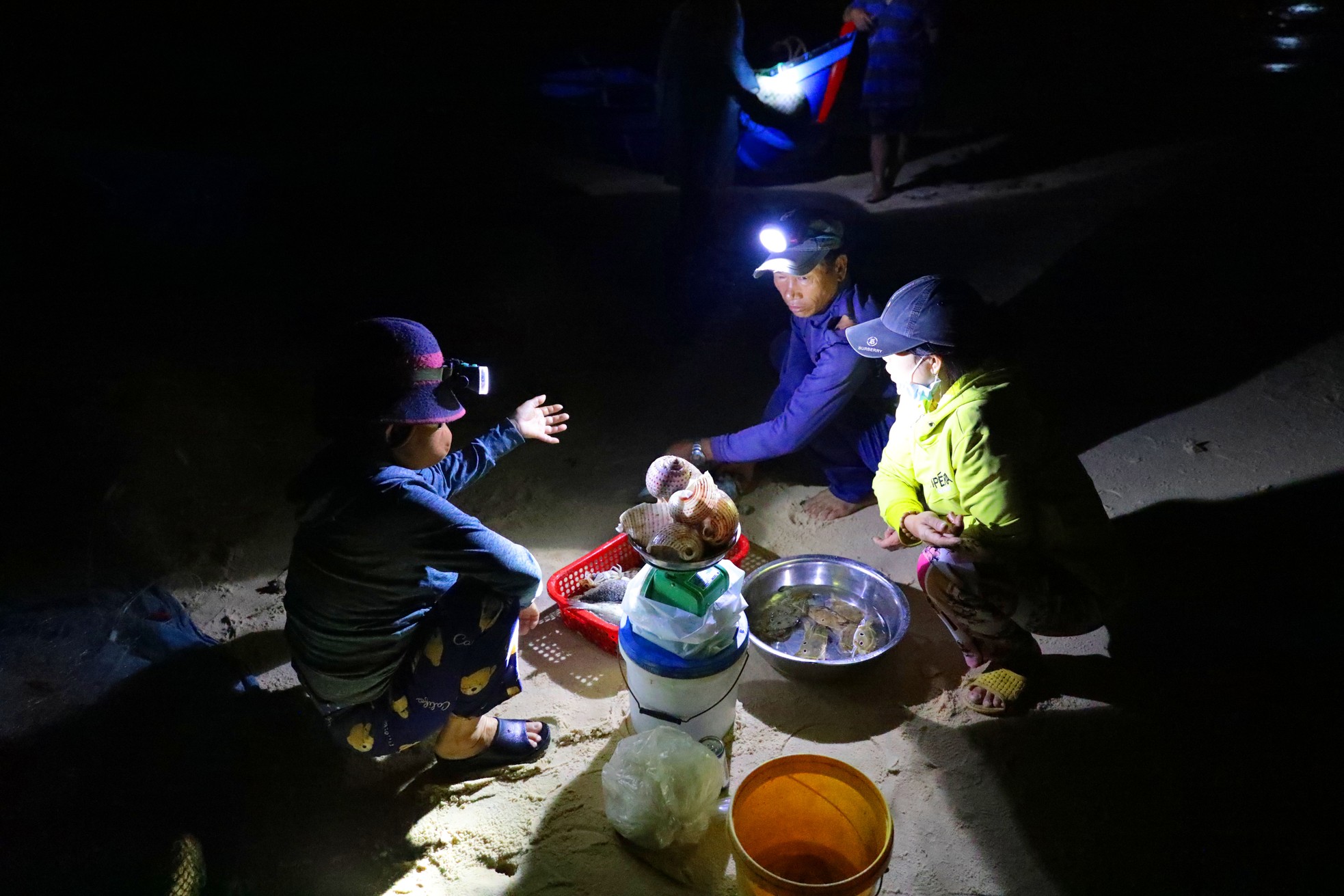 Độc lạ 'bến đèn pin' buôn bán hải sản sớm tinh mơ - Ảnh 7