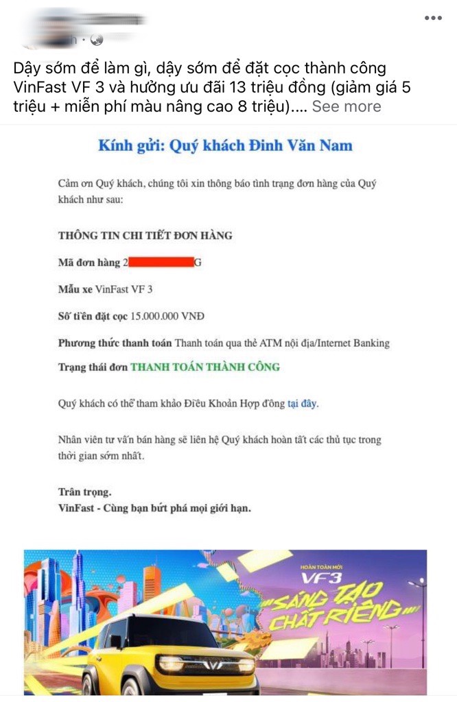 Người dùng Việt rủ nhau “dậy sớm để đặt cọc VF 3 thành công” - Ảnh 2