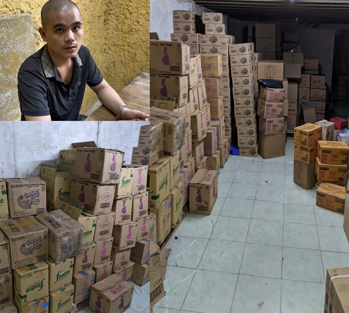 Triệt phá kho hàng Thái Lan giả: Thu hơn 2 tấn hóa chất, tem vỏ, 10.000 can nước giặt, nước rửa bát... - Ảnh 1