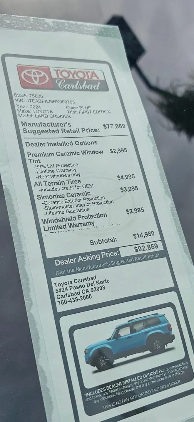 Toyota Land Cruiser Prado 2024 bị 'bán kèm lạc' tới 380 triệu đồng: Kính chắn gió đắt gấp 5 lần Lexus, bộ lốp giá bằng một nửa VinFast VF 3 - Ảnh 2