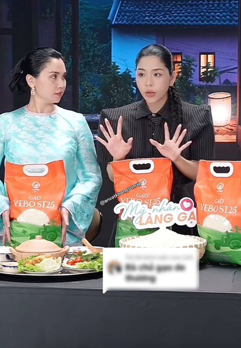 Hằng Du Mục "flex" lượng gạo khổng lồ đã bán trong livestream, tiếp tục kêu gọi ủng hộ Quang Linh Vlogs - Ảnh 4