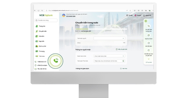 Khách hàng có thể liên hệ tổng đài Vietcombank nhanh chóng thông qua cuộc gọi Internet tích hợp trong VCB Digibank