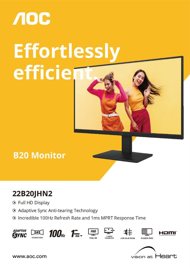 AOC B20 Series: Giải pháp màn hình văn phòng hoàn hảo, đơn giản mà hiệu quả - Ảnh 1
