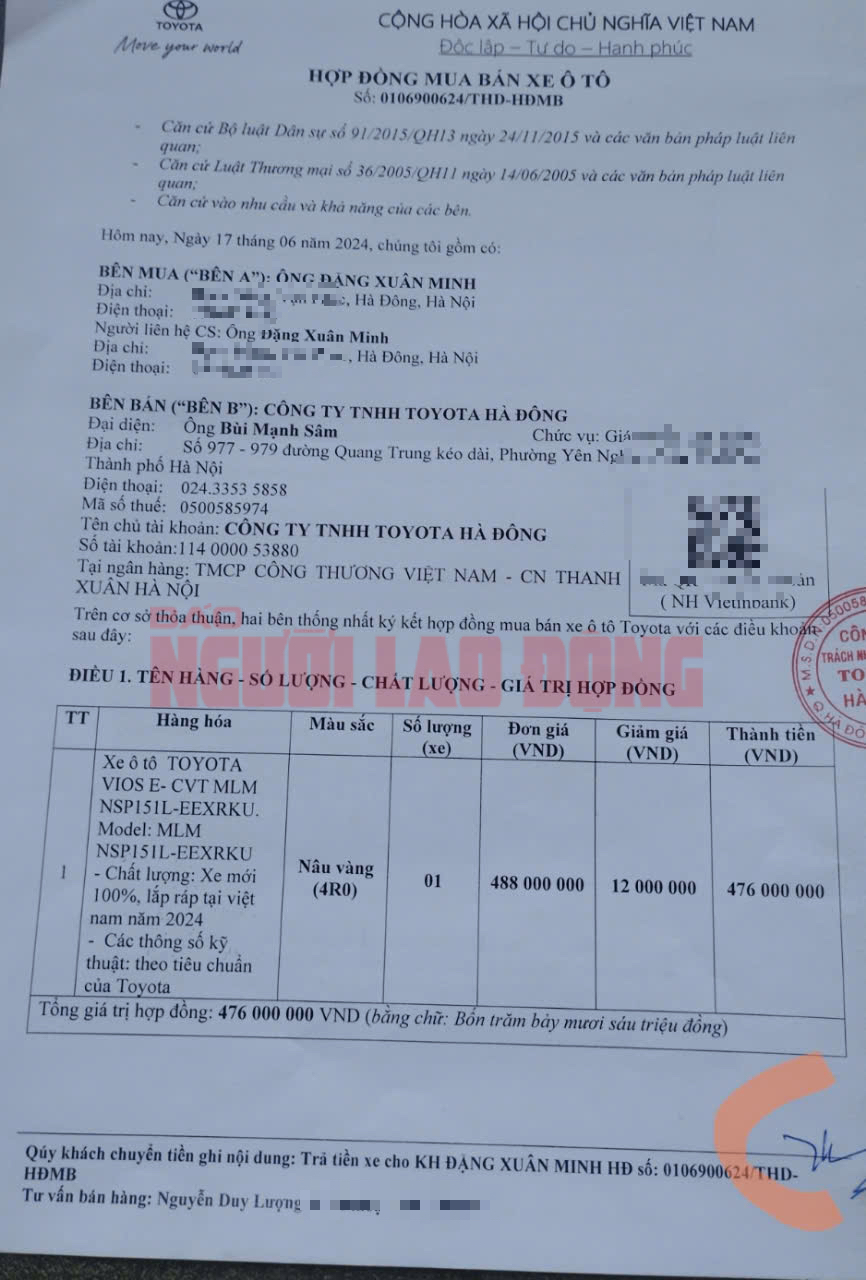 Khách hàng tố đại lý Toyota "lừa" giảm phí trước bạ - Ảnh 1