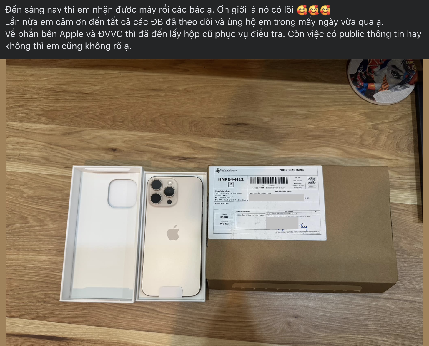 Vụ mua iPhone 16 Pro Max nhận hộp rỗng: Khách hàng đã được Apple đền máy mới sau 6 ngày - Ảnh 3