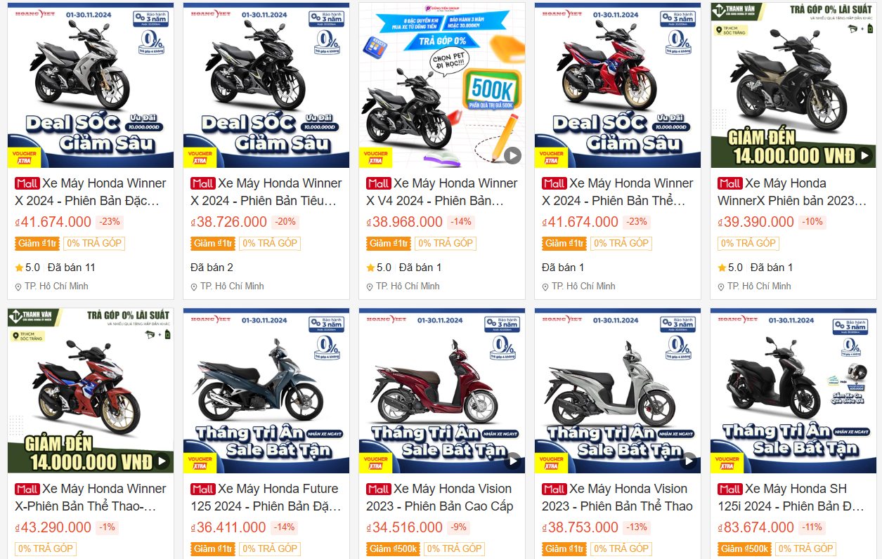 Giá xe máy "giảm sập sàn" trên sàn thương mại điện tử, nhiều mẫu giảm hơn 10 triệu đồng - Ảnh 1