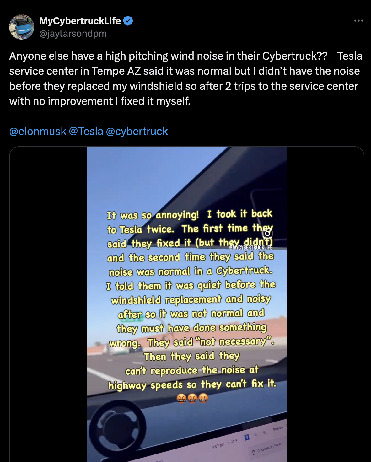 Đại lý ‘bó tay’, chủ xe Tesla Cybertruck tự sửa lỗi gió rít trên kính chắn gió chỉ với một món đồ đơn giản trị giá 330 nghìn đồng - Ảnh 2