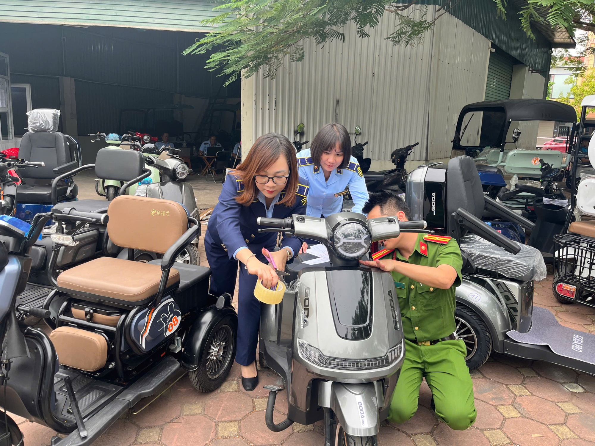 Thu giữ 25 xe điện 3 bánh và 4 bánh thuộc diện cấm lưu thông - Ảnh 1