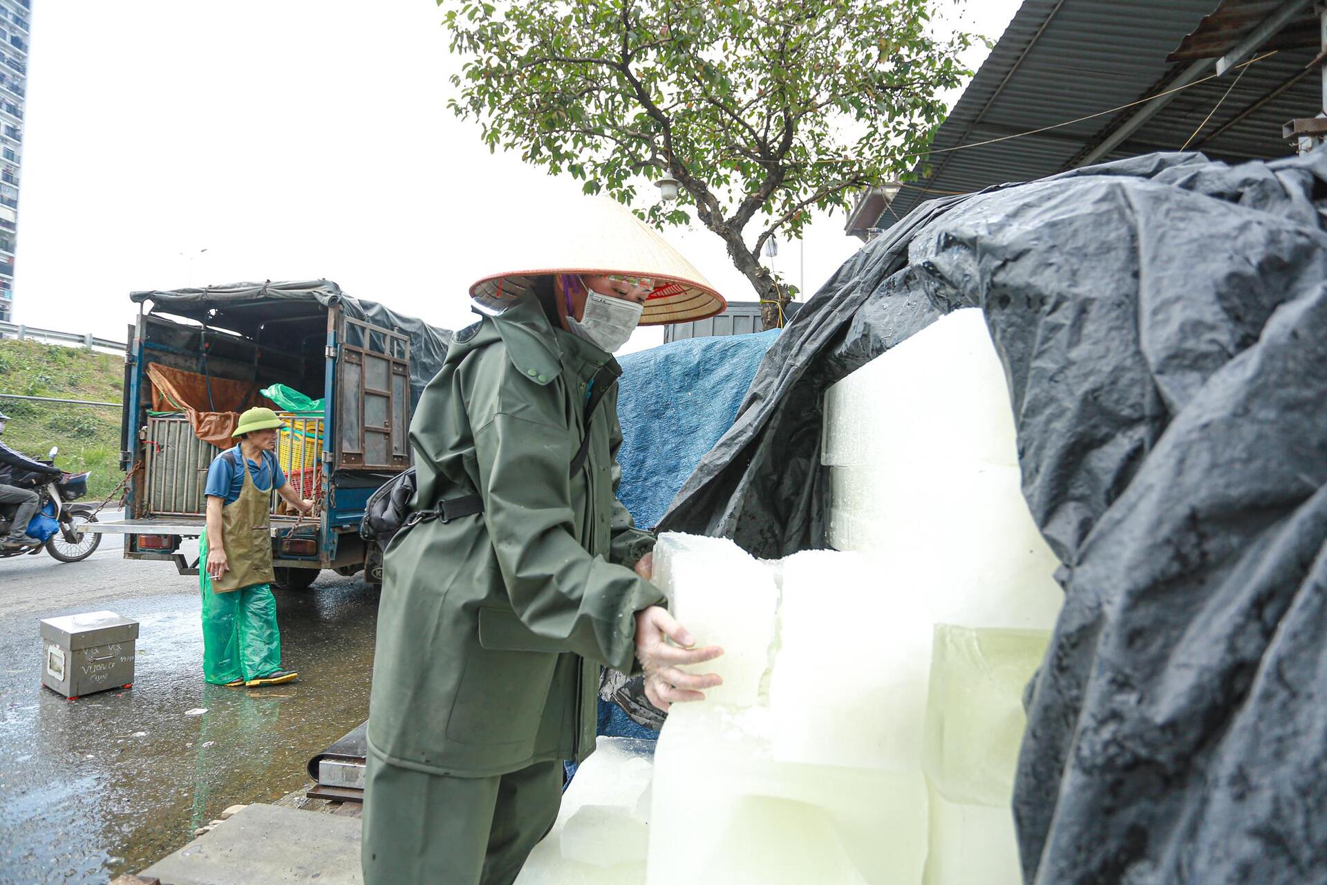 Tiểu thương chợ cá tay trần ngâm nước lạnh, khiêng đá trong ngày rét buốt - Ảnh 6