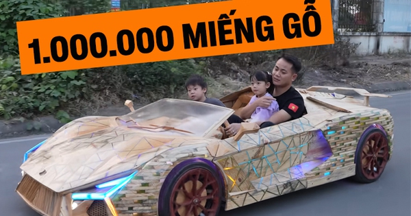 Thợ Việt gom 1 triệu tấm gỗ vụn thành 'siêu xe Lamborghini Revuelto' tặng con, ra đường buổi đêm ai cũng phải nhìn