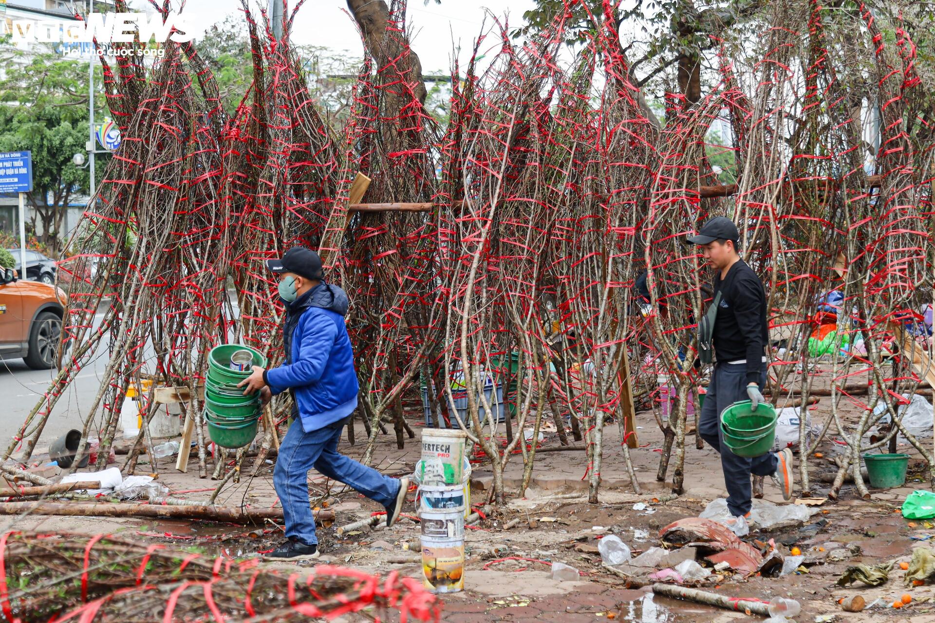 Hoa đào, mai vàng đại hạ giá, tiểu thương xả hàng về quê ăn Tết - Ảnh 22