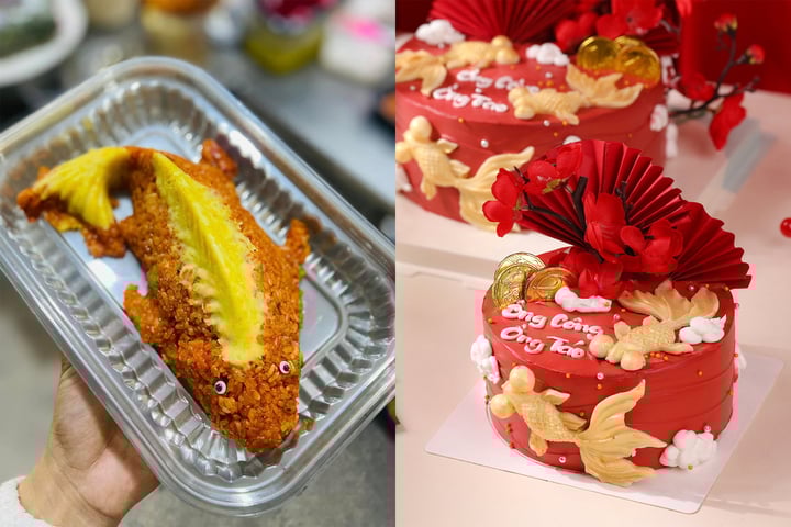 Đủ loại thực phẩm hình cá chép, giá rẻ cúng ông Công, ông Táo - Ảnh 2