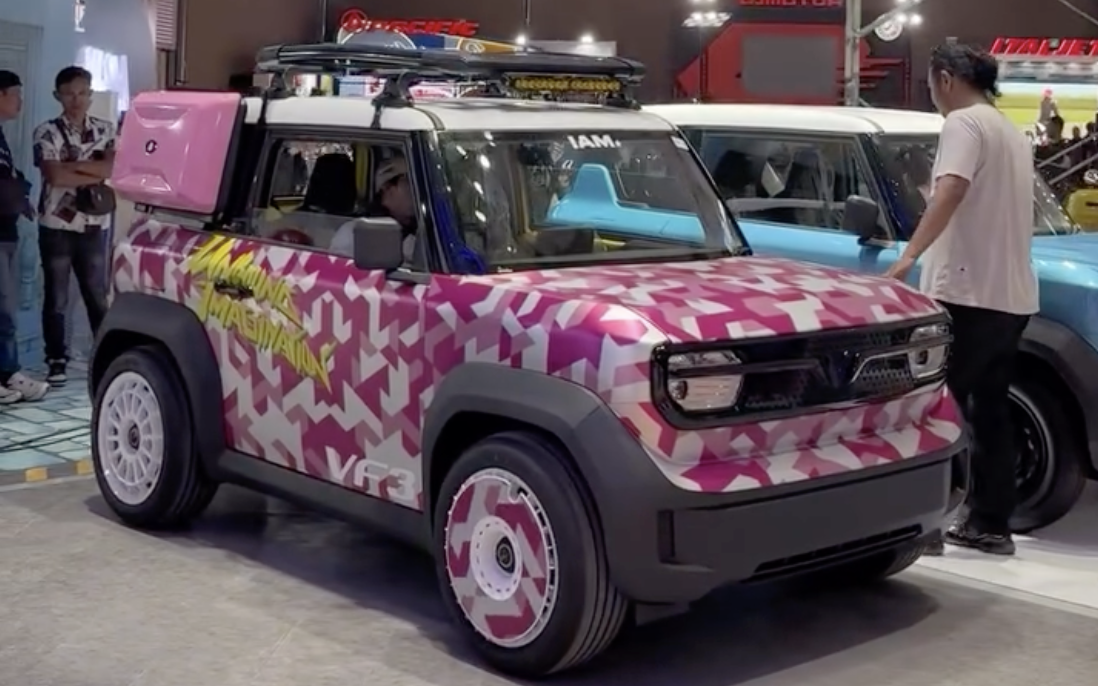 Lô VinFast VF 3 tay lái nghịch lộ diện, chuẩn bị ra mắt: Nhiều màu, đã ra biển, có cả bản độ hầm hố như Defender - Ảnh 2