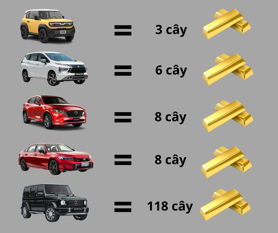 Vàng lên giá 100 triệu đồng/ lượng, chỉ 3 cây là mua được VinFast VF 3, còn mua G63 cần bao nhiêu? - Ảnh 1