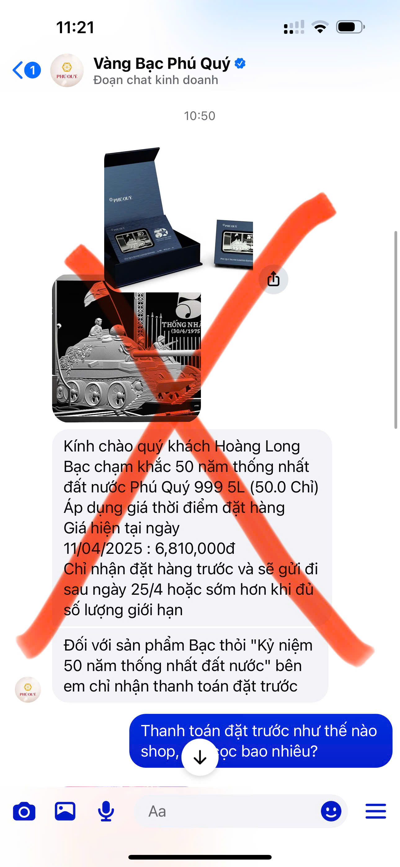 Page có tick xanh giả mạo Phú Quý lừa người mua bạc thỏi tại VN - Ảnh 2