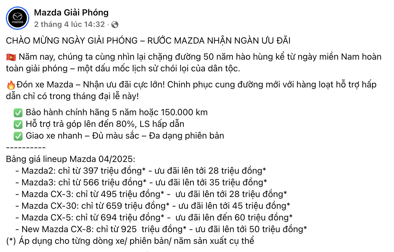 Thực hư CX-5 giá 694 triệu cùng loạt xe Mazda khác giảm giá sốc: Đại lý nói dọn kho, hãng đưa ra thông tin khác - Ảnh 1