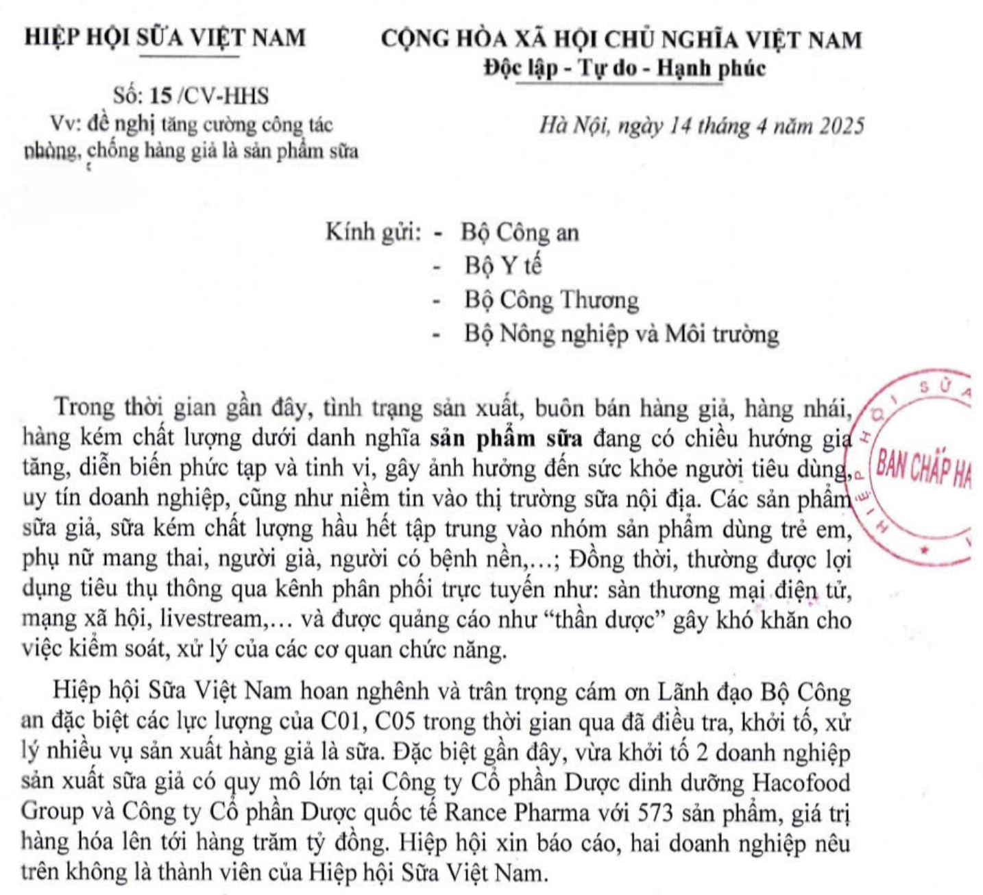 Vụ sữa giả: Hiệp hội sữa gửi công văn tới 4 bộ - Ảnh 3