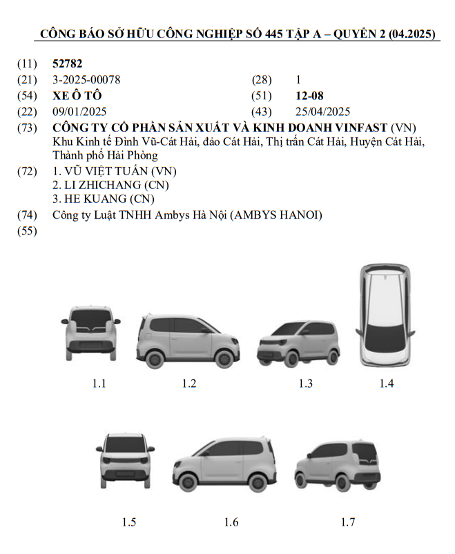 Minio Green đã được VinFast đăng ký bản quyền kiểu dáng, một chi tiết 'khác thường' giống Limo Green - Ảnh 1