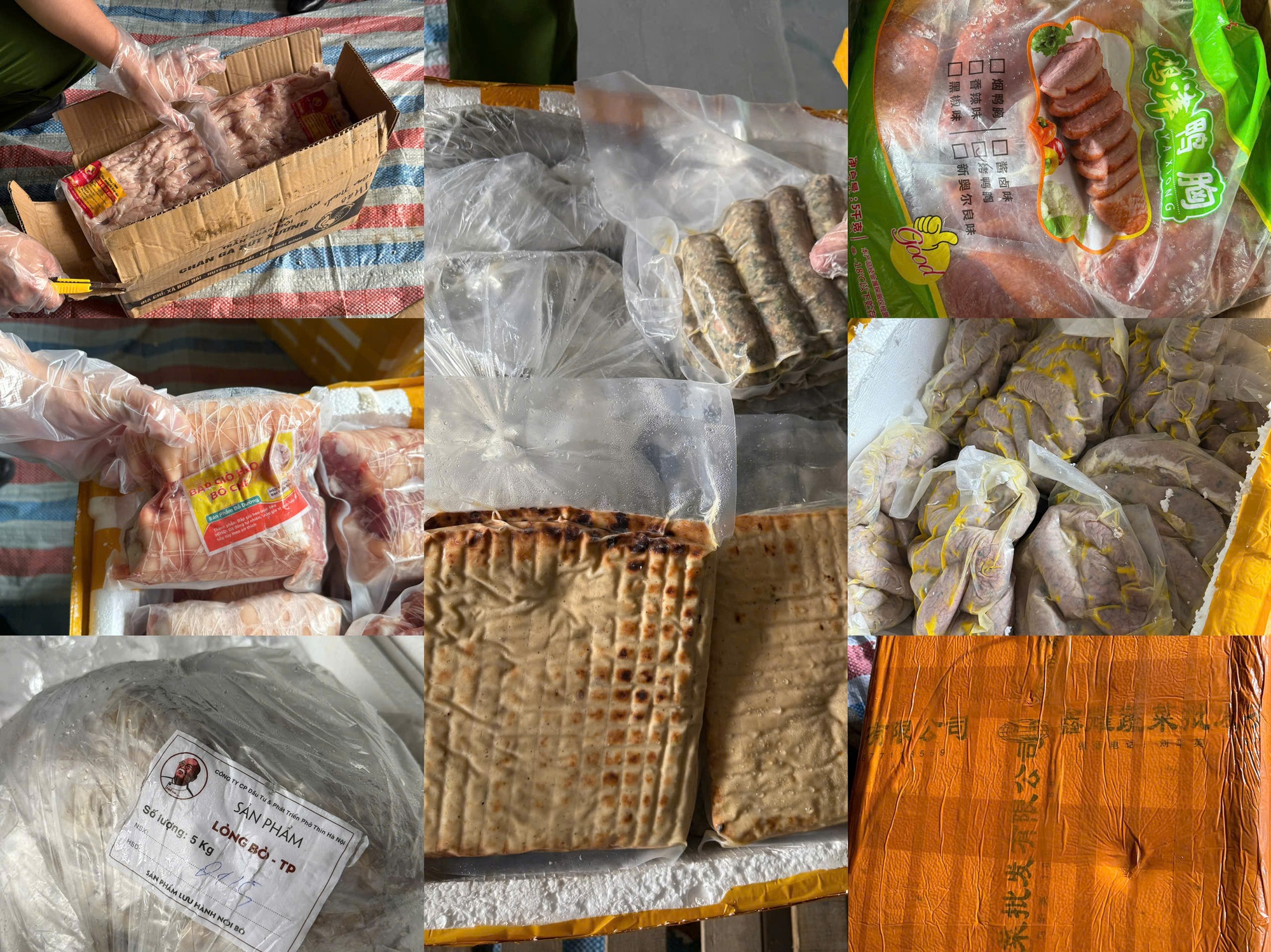 Bắt xe container chở 20 tấn lòng heo, dồi sụn, thịt... không rõ nguồn gốc - Ảnh 1