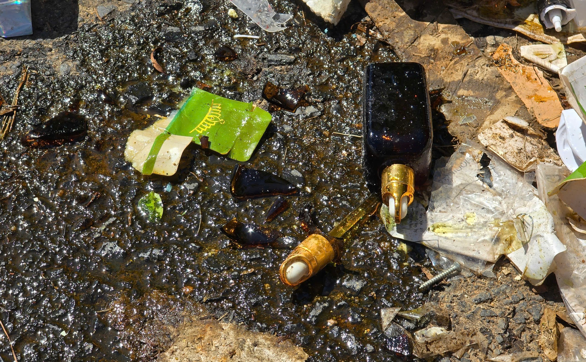 Cận cảnh hàng trăm chai, lọ mỹ phẩm vứt bỏ ven đường ở Đà Lạt - Ảnh 10