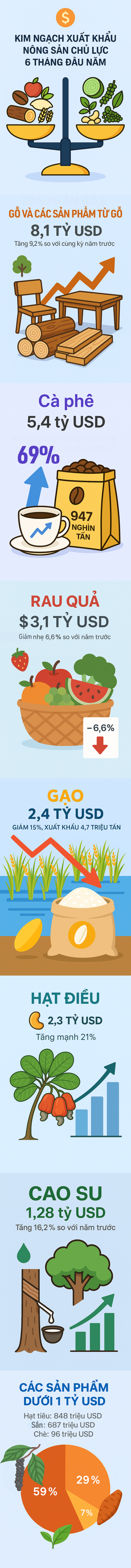 Nửa đầu năm 2025, xuất khẩu nông sản của Việt Nam tăng mạnh, quán quân thuộc về ‘báu vật’ nào? - Ảnh 1