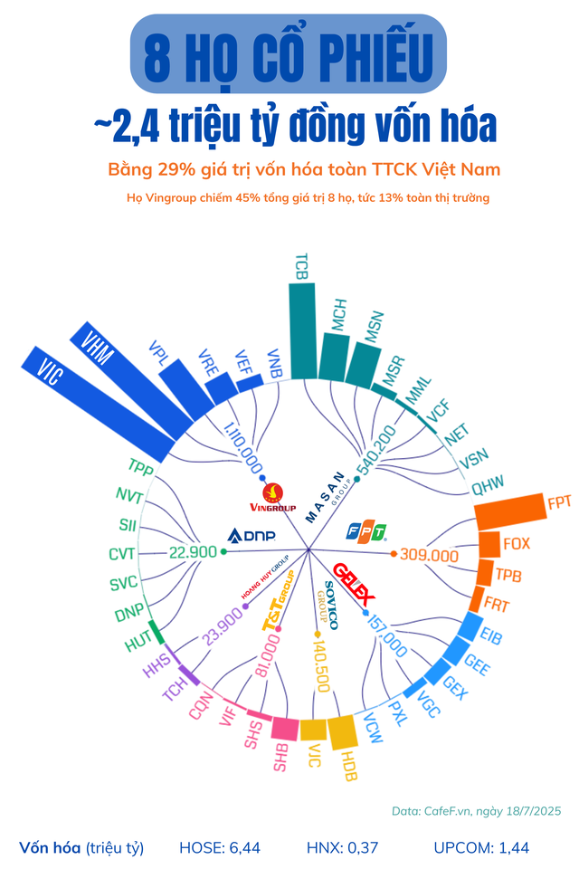 8 'gia tộc' đang nắm giữ 2,4 triệu tỷ đồng, 'chi phối' 1/3 thị trường chứng khoán Việt Nam - Ảnh 1