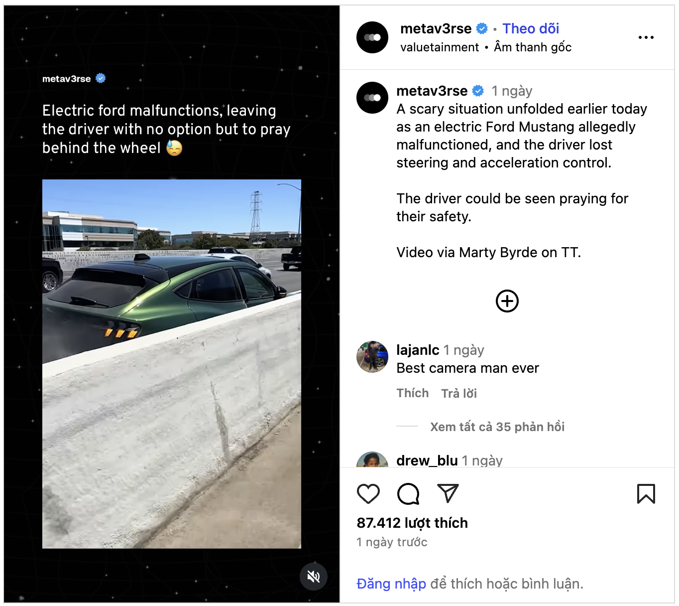 Sự thật video 7 triệu người xem xe điện Ford Mustang mất lái, gây tai nạn kinh hoàng - Ảnh 1