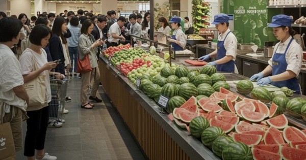 Người dân tại nước châu Á này đang phải xếp hàng vài giờ đồng hồ chỉ để mua dưa hấu đã gọt vỏ: VÌ SAO?