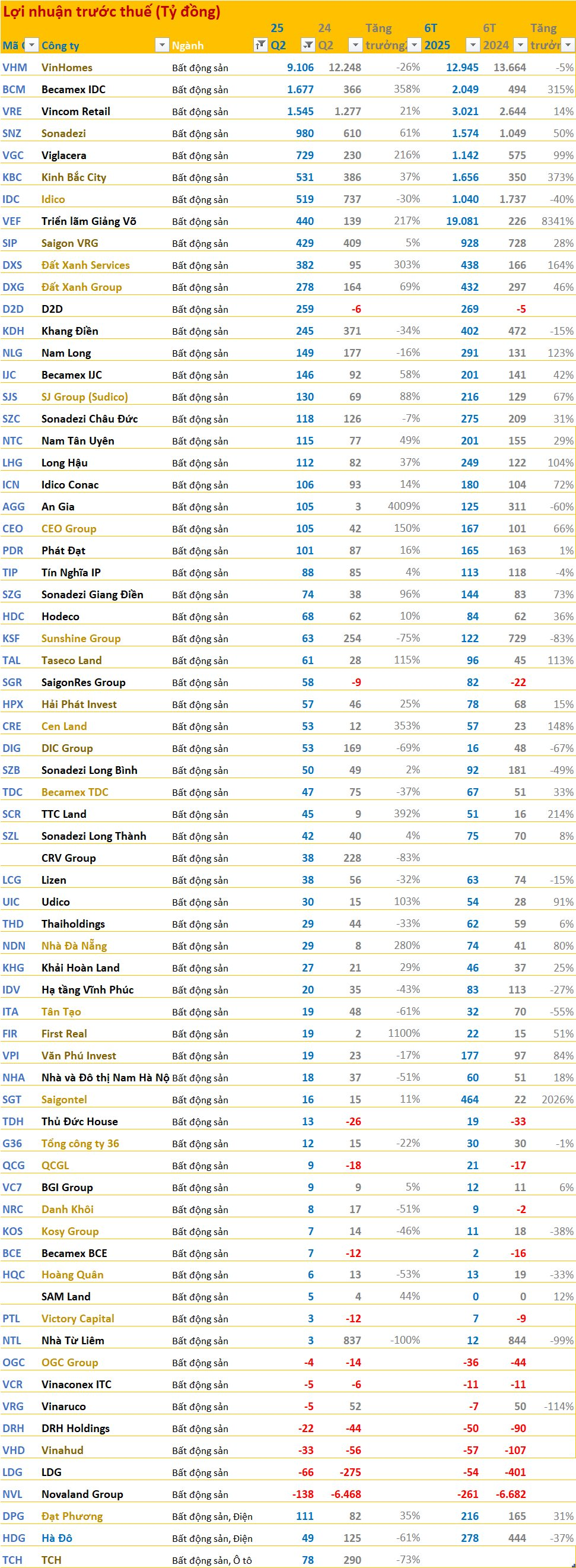 Toàn cảnh BCTC quý 2/2025: Ngân hàng áp đảo về lợi nhuận, ngành điện, cao su tăng trưởng cao, bất động sản phân hóa mạnh, Novaland lỗ lớn nhất quý - Ảnh 2