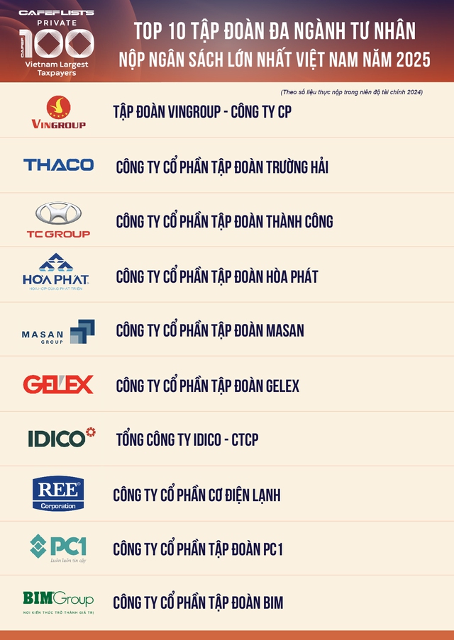 Công bố 10 tập đoàn đa ngành tư nhân nộp ngân sách lớn nhất Việt Nam: 9 DN có mảng bất động sản, 6 DN tham gia ngành năng lượng - Ảnh 1