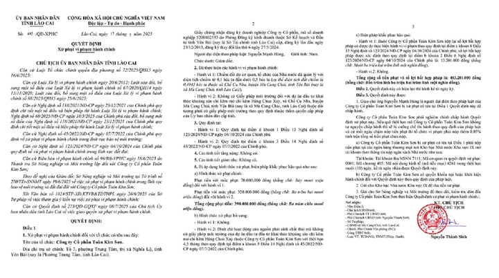 Vi phạm liên quan đất đai, môi trường, 2 công ty ở Lào Cai bị phạt hơn 700 triệu - Ảnh 1