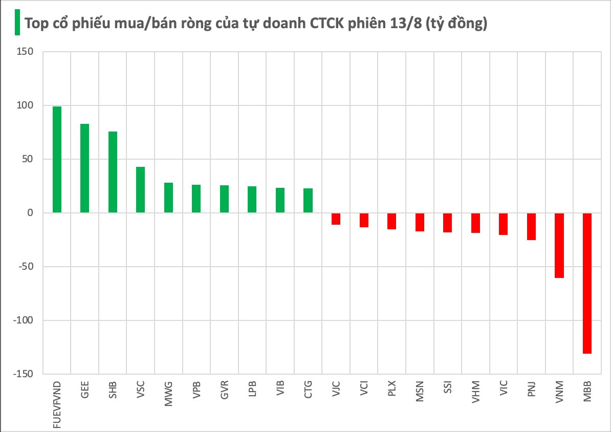 Tự doanh CTCK bất ngờ mua ròng hàng trăm tỷ trong phiên 13/8, mã nào là tâm điểm "gom hàng"? - Ảnh 1