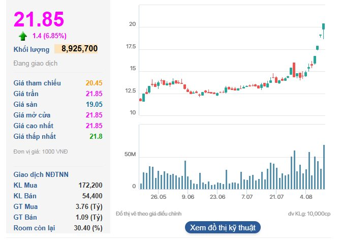 Cổ phiếu 'trùm' đất Thủ Thiêm tăng trần 5 phiên liên tiếp, nửa tháng đã 'bốc' 34%: Điều gì đang xảy ra? - Ảnh 1