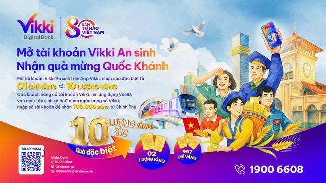 Mở tài khoản Vikki An sinh - Nhận quà mừng Quốc khánh: Cơ hội trúng tới 10 lượng vàng SJC, tổng giá trị 20 tỷ đồng - Ảnh 2