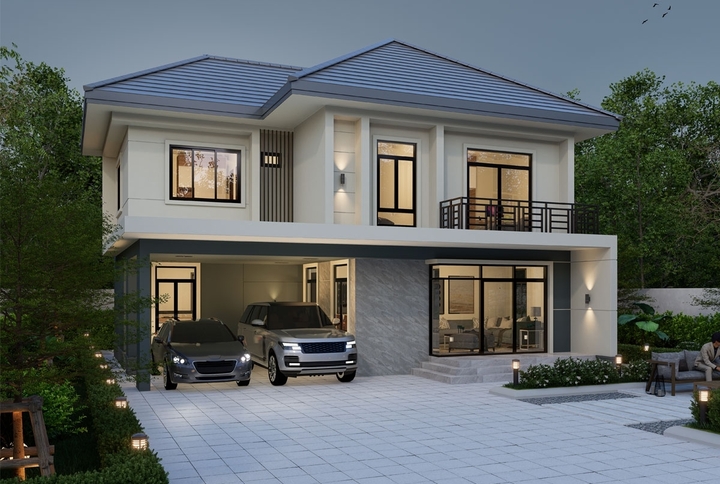 Những mẫu nhà 2 tầng chữ L hiện đại, sang trọng 2025 - Ảnh 1