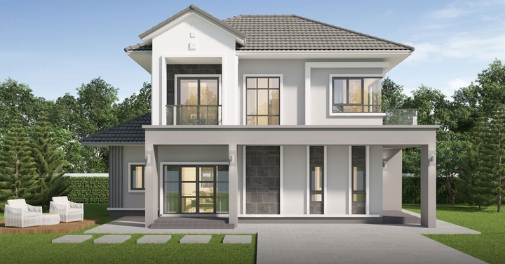 Những mẫu nhà 2 tầng chữ L hiện đại, sang trọng 2025 - Ảnh 2