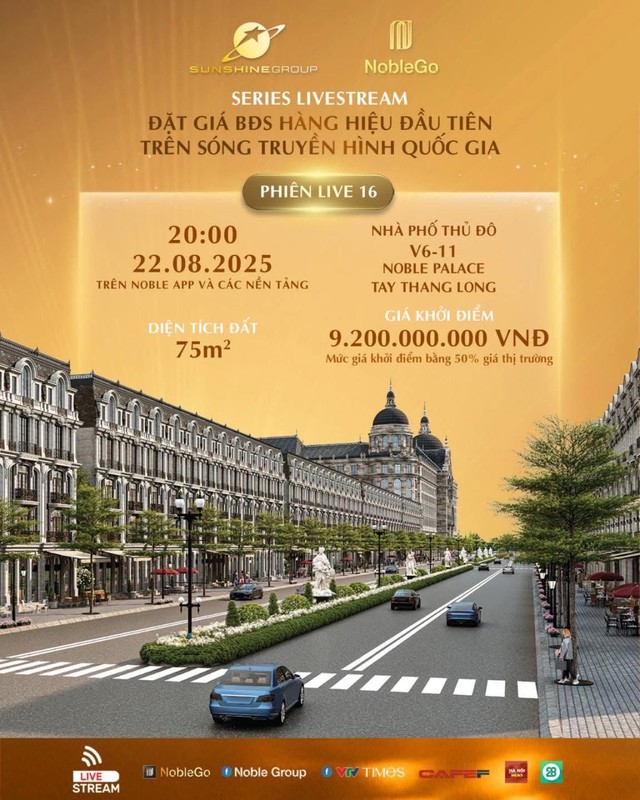 Nhà phố Noble Palace Tay Thang Long lên sóng livestream Sunshine Group ngày 22/8 - Ảnh 1