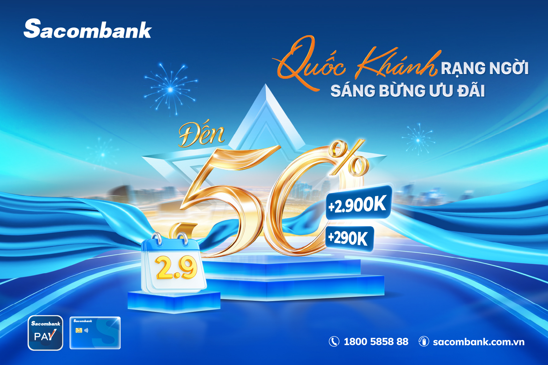 Mừng Quốc khánh 2/9, nhận hoàn tiền lên đến 2,9 triệu đồng cùng Sacombank - Ảnh 1