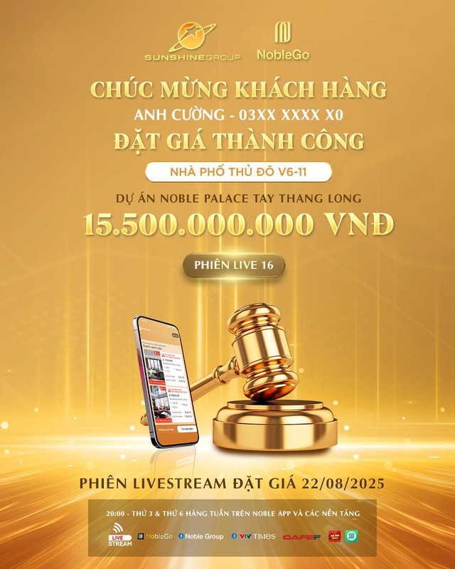 Đặt giá căn hộ Sunshine Green Iconic khởi điểm 4,5 tỷ trên livestream Sunshine Group ngày 26/8 - Ảnh 2