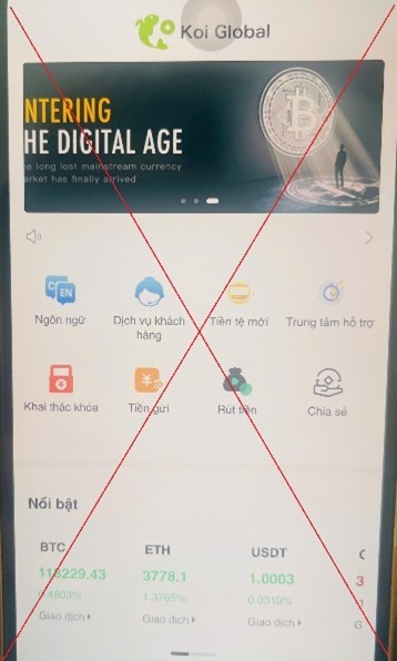 Công an TP. Hà Nội phát cảnh báo khẩn đến toàn bộ người dân về lừa đảo đầu tư tiền ảo trên ứng dụng Koi Global - Ảnh 1