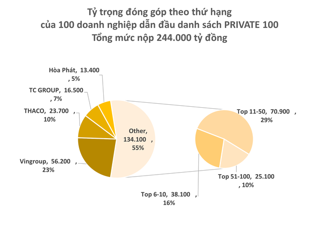 Công bố 100 doanh nghiệp tư nhân nộp ngân sách lớn nhất Việt Nam: Tổng nộp 244.400 tỷ đồng, 48 đơn vị nộp trên nghìn tỷ - Ảnh 3