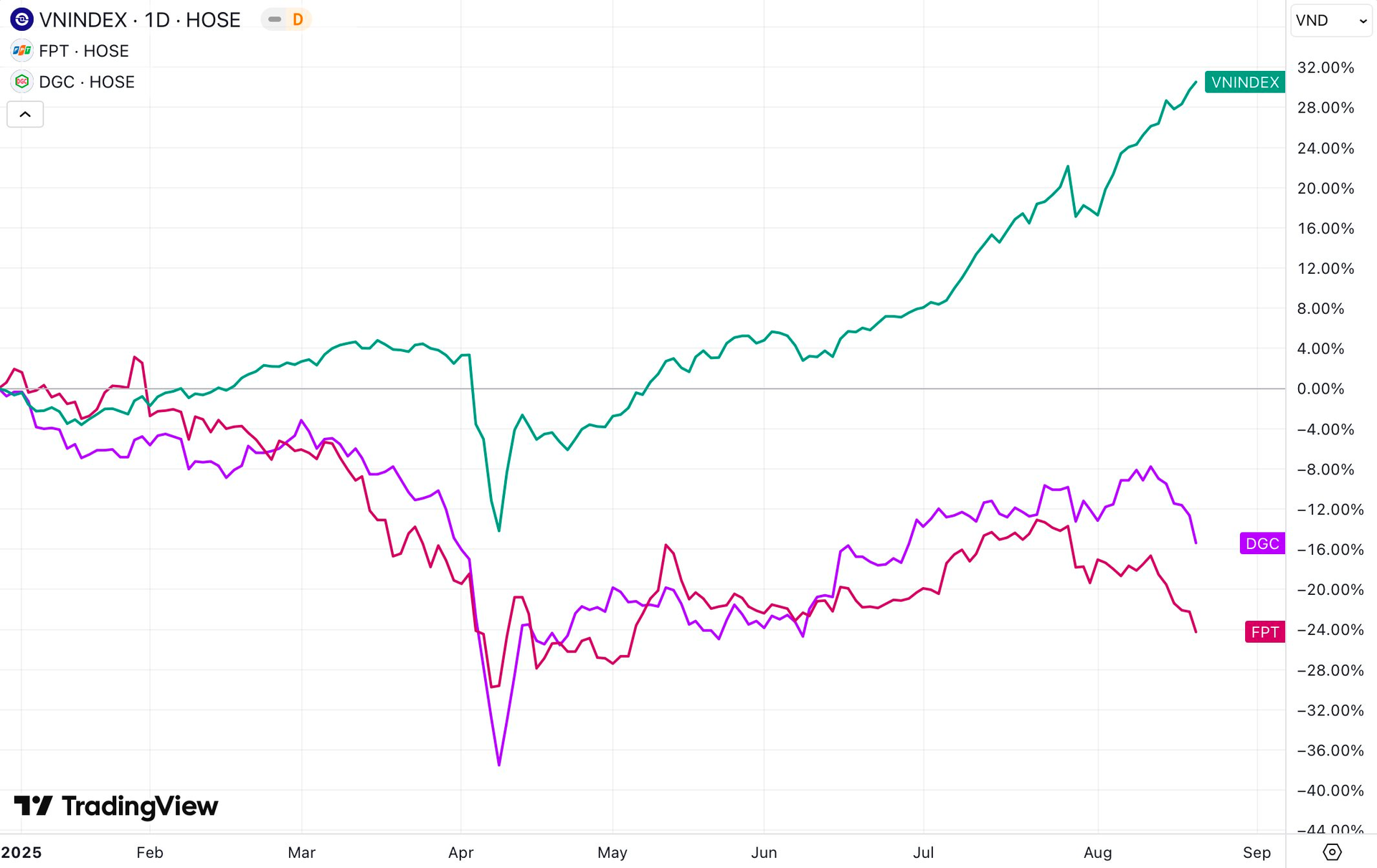 Nỗi buồn giữa uptrend: FPT, DGC cùng mất mốc 100.000 đồng/cp trong một ngày - Ảnh 1