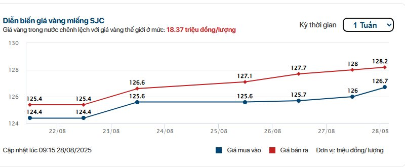 Hôm nay: Giá vàng trong nước vẫn tăng không ngừng, vàng thế giới giảm - Ảnh 1