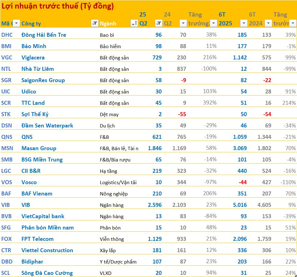 Cập nhật BCTC quý 2/2025 chiều tối ngày 28/7: VIB báo lãi trước thuế tăng 23%, lợi nhuận BAF tăng hơn 200% - Ảnh 1